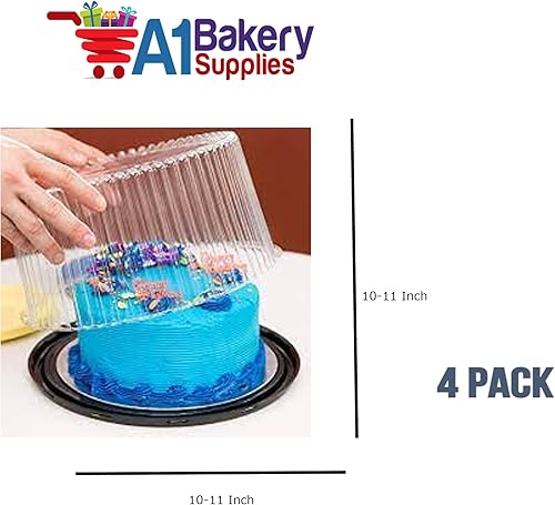 Miniatura 2 de Contenedor para pastel transparente de doble cara de 10-11 in. Cúpula y base de transporte y caja de almacenamiento expositora  Pack de 4