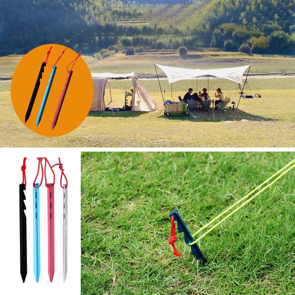 Zelt-Heringe Ultraleichte Heavy Duty Aluminium-Heringe Y-Form Heavy Duty Zelt-Heringe mit reflektierendem Seil für Camping Strand Outdoor Sand (Silber 8 Stück)