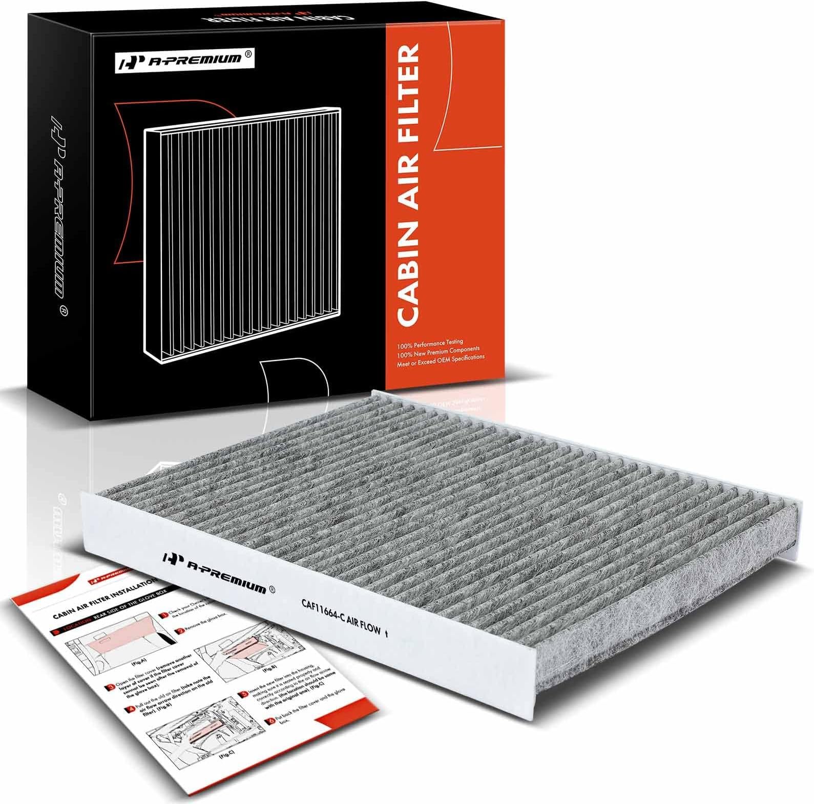 A-Premium Cabin Air Filter with Activated Carbon Compatible with Hyundai Santa Fe 2009-2011 & Kia Sorento 2011-2015, Replace# 971331U000