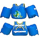 Dark Lightning Coast Guard Approved Kids Life Jacket/Toddler Swim Vest,Toddler Floaties Boys and Girls Age 2/3/4/5/6/7 Years Old, 30-50 Pounds Children Water Wings Arm Floaties (Dinosaur)
