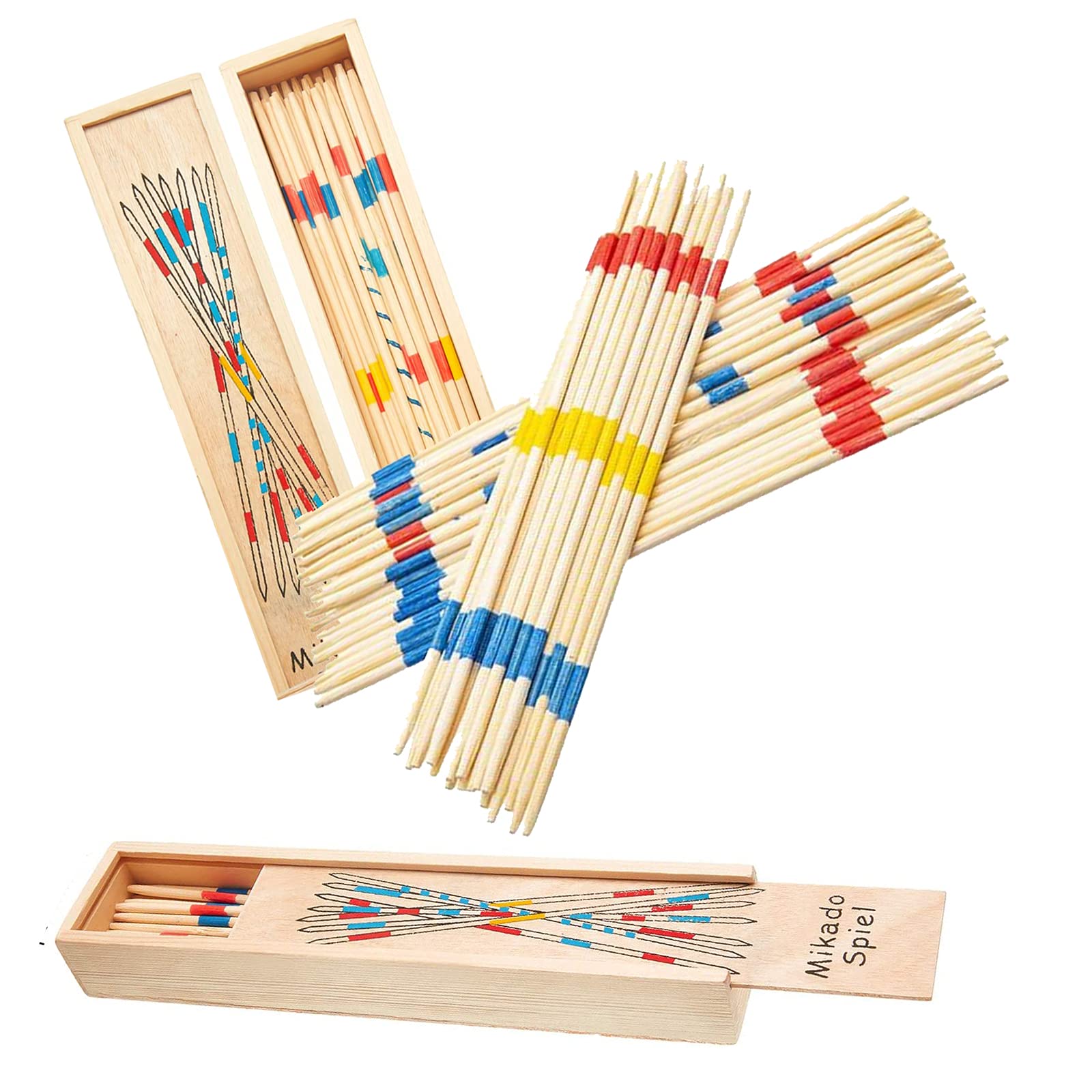 Cuschoicezm Wooden Pick Up Sticks Set, 93 Pieces Classic Pickup Game, Fun Family Game Gift Idea