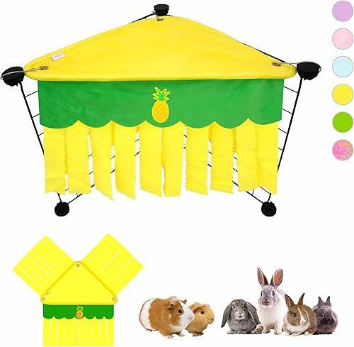 Miniatura 7 de Escondite de conejillo de indias, lindo conejillo de indias esquinero de forro polar con cortina de 3 lados, hamaca de conejo de juguete y cama de