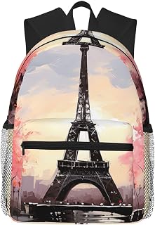 Oil Painting Paris Eiffel Tower Travel Backpack for Men & Women 15.6 inch Laptop Backpack Waterproof Work Back Pack