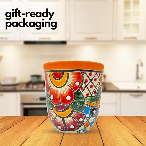 Miniatura 5 de Talavera Fiesta - Taza de café de cerámica mexicana pintada a mano, multicolor