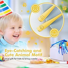 DRKIO Stainless Steel Toddler Utensils Set - 12 Pieces Kids Silverware Set Children Safe Food Grade Small Forks and Spoons Dishwasher Safe Mirror Polished