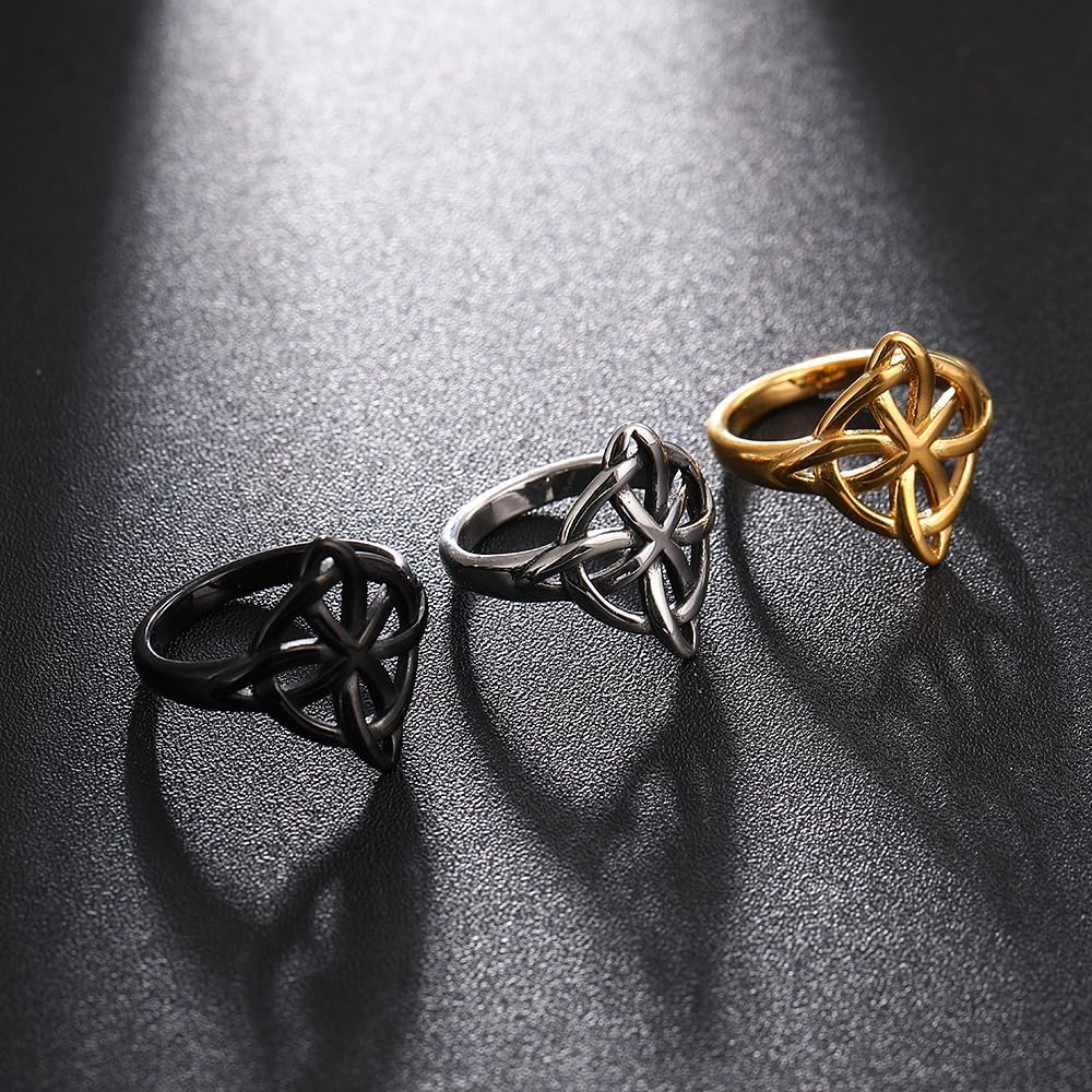 NIGHTCRUZ Witches Knot Ring, Stainless Steel Rings with Witch Knot, Celtic Jewelry for Women Gold - Image 3