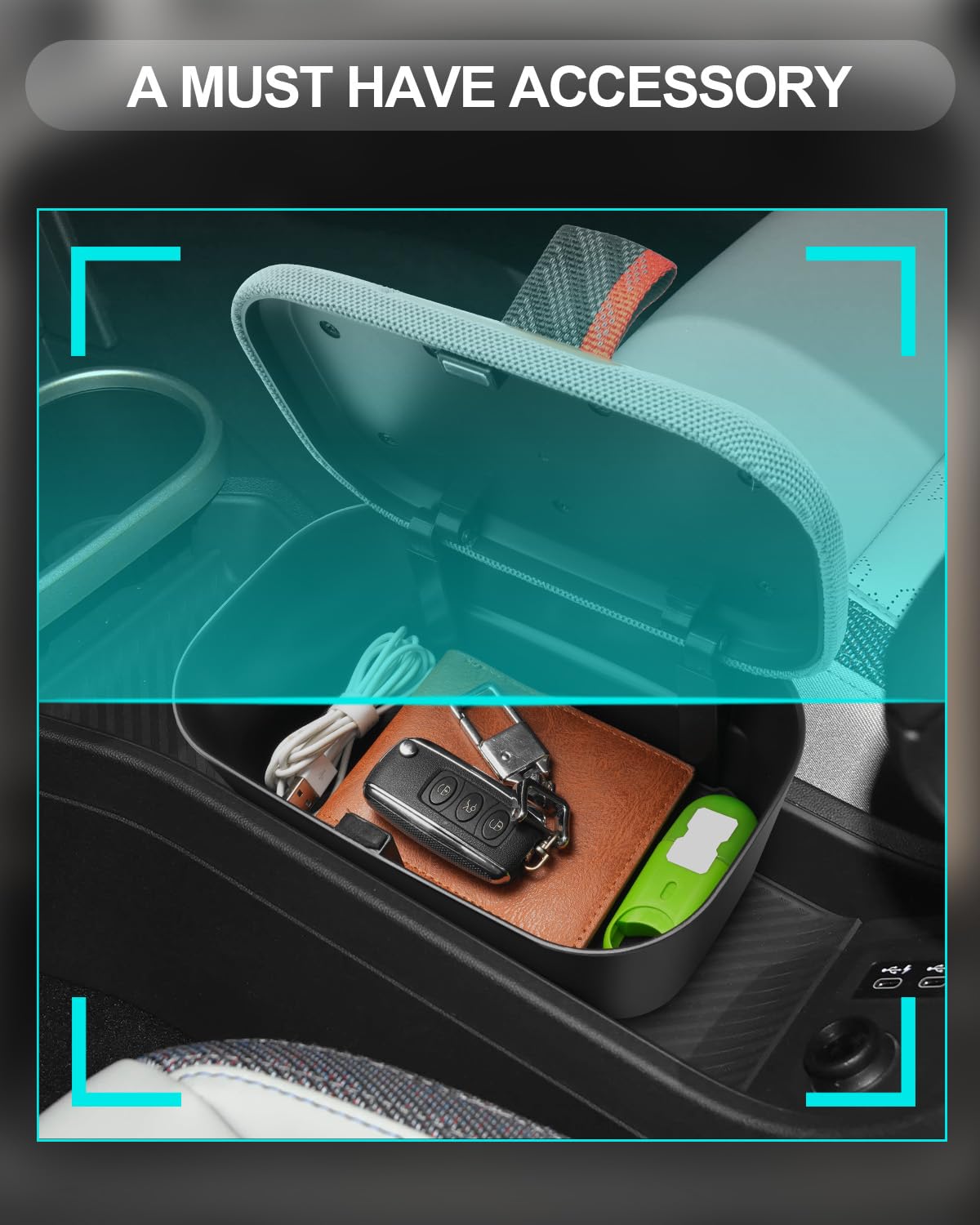 CDEFG Kompatybilny z Mini Cooper F65 F66 2024 2025 2026 organizer do konsoli środkowej, schowek pod podłokietnikiem, akcesoria do konsoli
