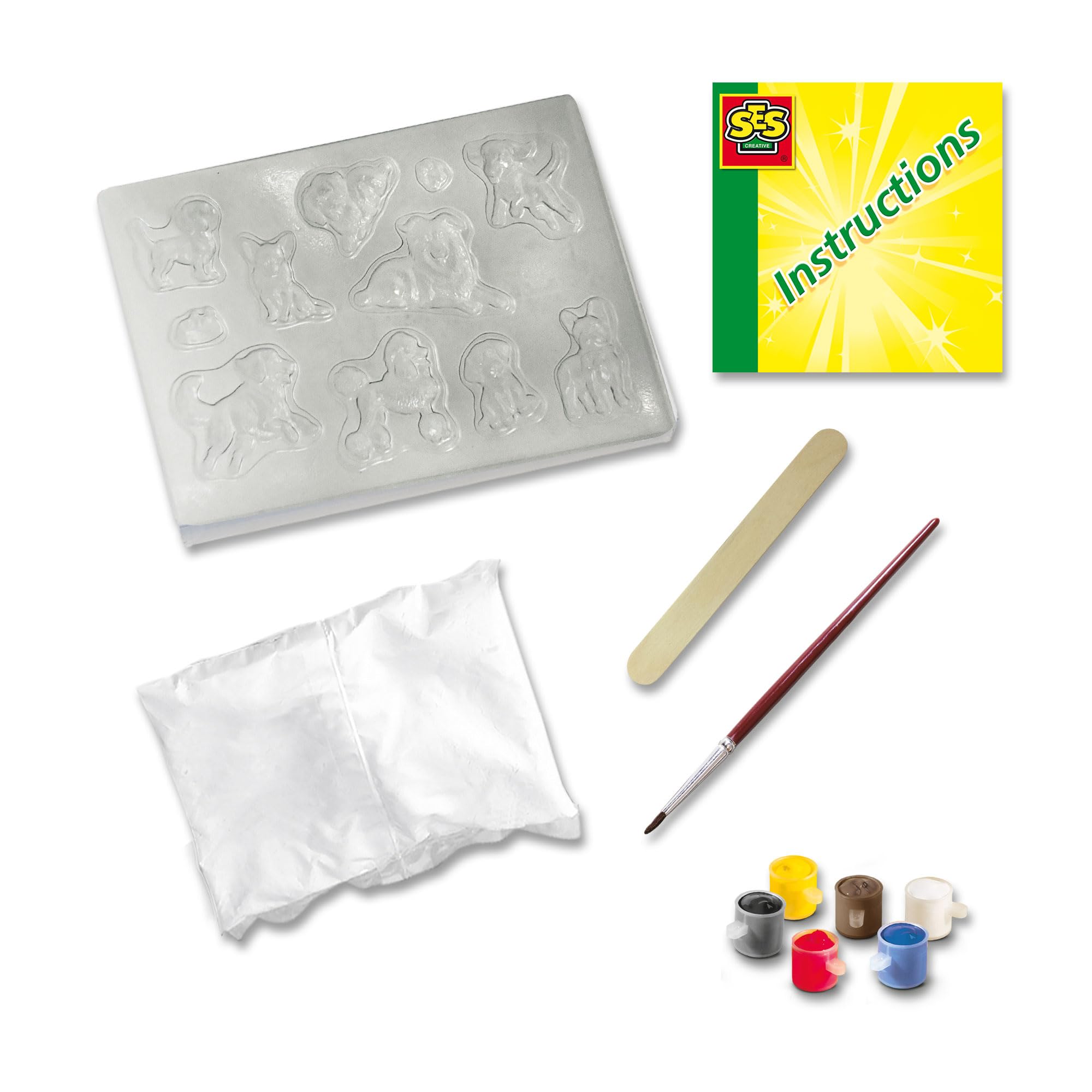 SES Creative 01294 Casting and Painting - Dogs - Creative Craft Kit for Kids Aged 5+ - Includes Mold for 9 Popular Dog Breeds - Plaster of Paris