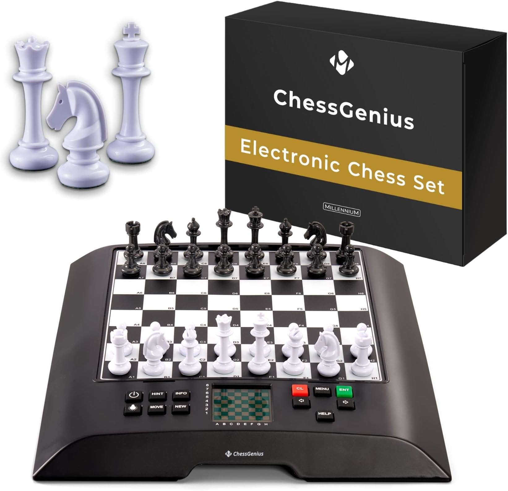 MILLENNIUM ChessGenius - M810 - chess computer with the world-famous software by Richard Lang. Game levels from beginner to tournament player. One of the most powerful chess computers with > 2000 ELO
