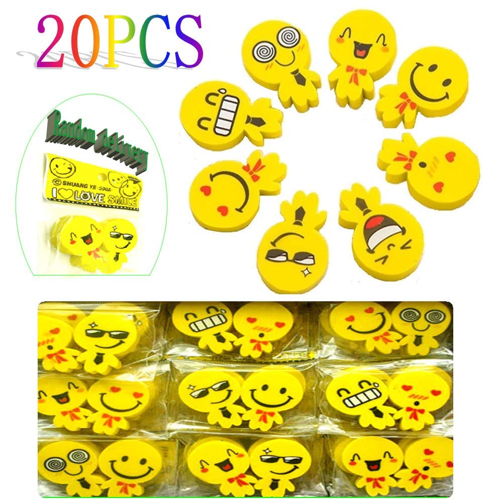 Cartoon Emoji Erasers Students Stationery School Creative Toy Smile Laughing Shy Emoji Rubbers Cute Gifts For Birthday Kids Party Festival New Year Christmas A Pack Of Yellow Buy Online At Best Price