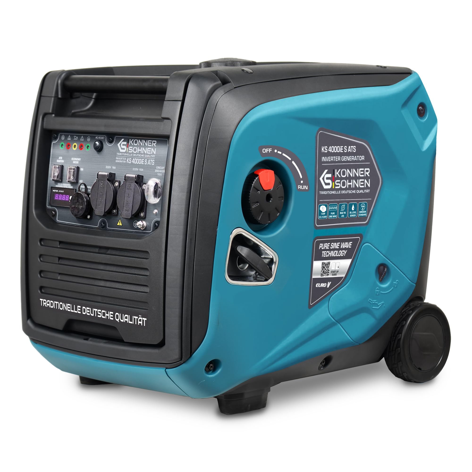 Könner & Söhnen KS 4000iE S ATS Inverter-Generator 4000 W, stromerzeuger mit eingebautes ATS-System,notstromaggregat mit Schallgedämmtes Gehäuse,stromgenerator mit LED-Anzeige,Kupferwicklungen,EURO 5
