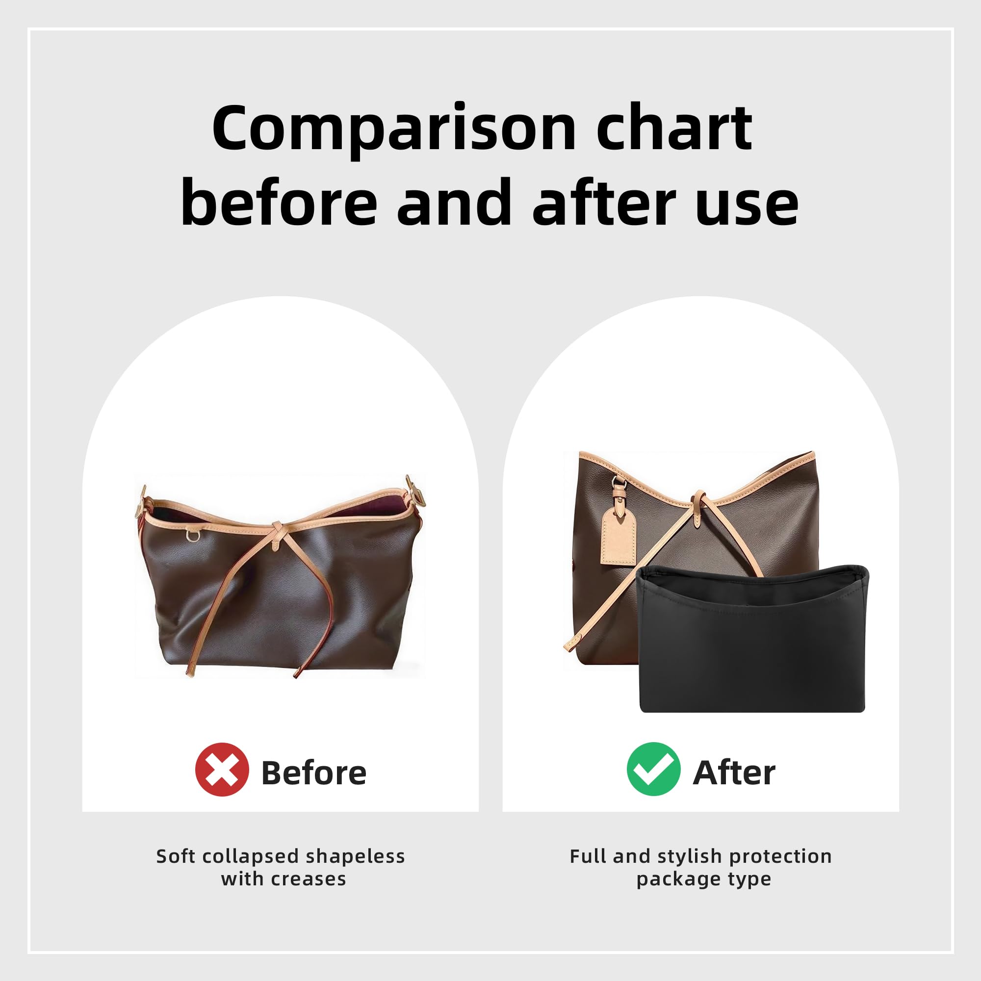 DGAZ Organizador de Bolso de Seda Premium, Inserto Ligero para Carryall PM/MM, Forro Interior Elegante que Protege y Organiza (Noir, Carryall MM)