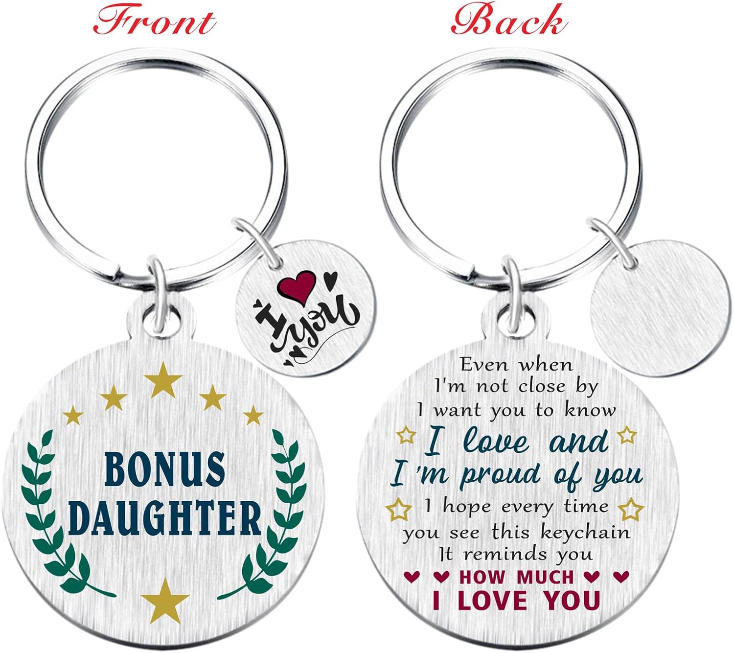 Yobent Bonus Daughter Gifts, I Love You Step Daughter Birthday Keychain Present, To My Proud Stepdaughter Key Chain Gift Ideas - Image 3