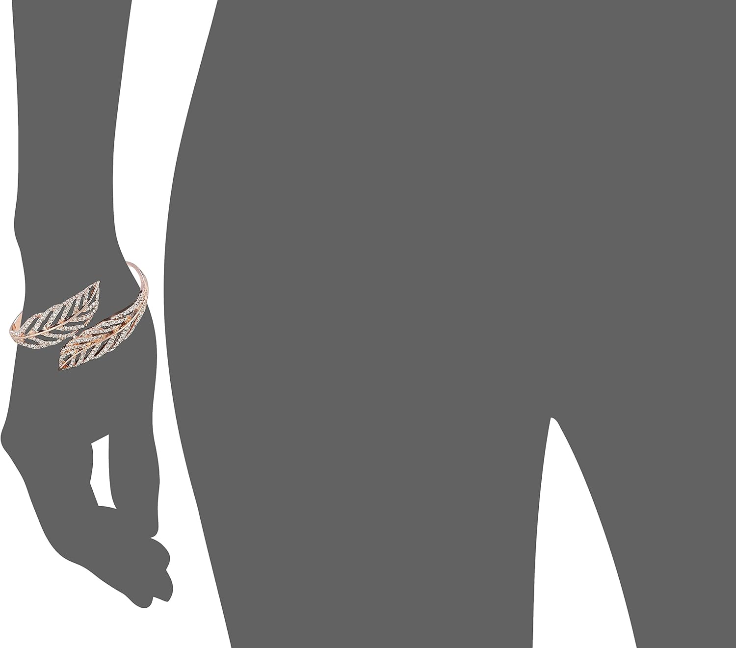 Guess Crystal Feather Bypass Hinged Bypass Bangle Bracelet - Image 2