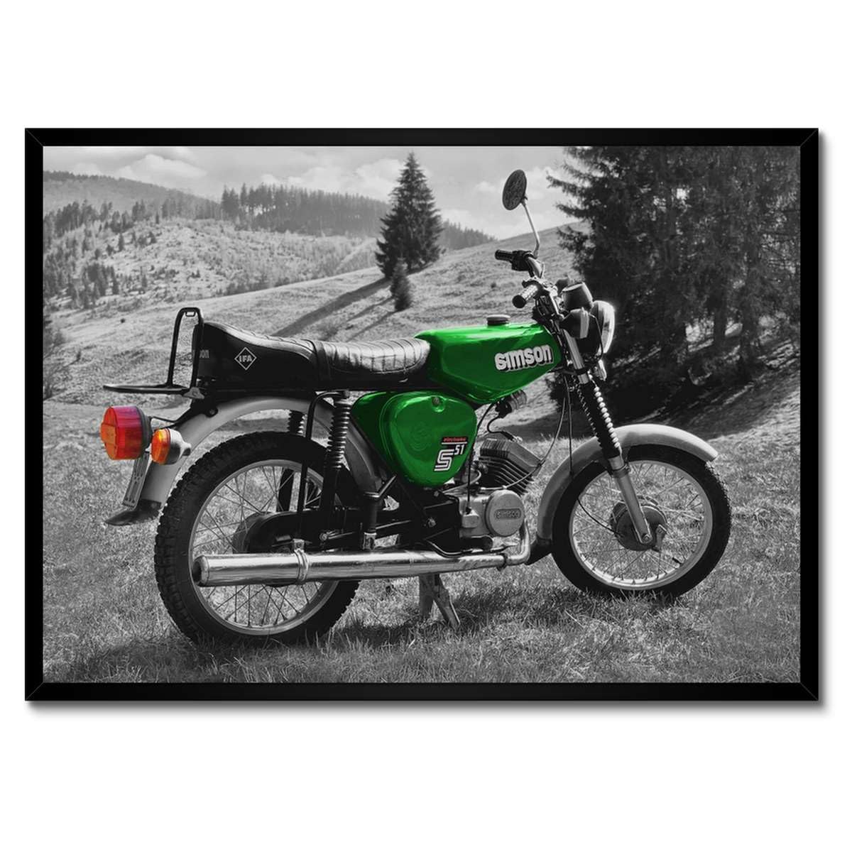 Poster Simson S51E tableau mural cadre blanc 70x50 vert décoration intérieure - 3