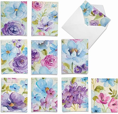 Miniatura 7 de The Best Card Company  10 tarjetas en fondo blanco con flores, en caja (4 x 5.12 pulgadas)  Juego de tarjetas florales surtidas