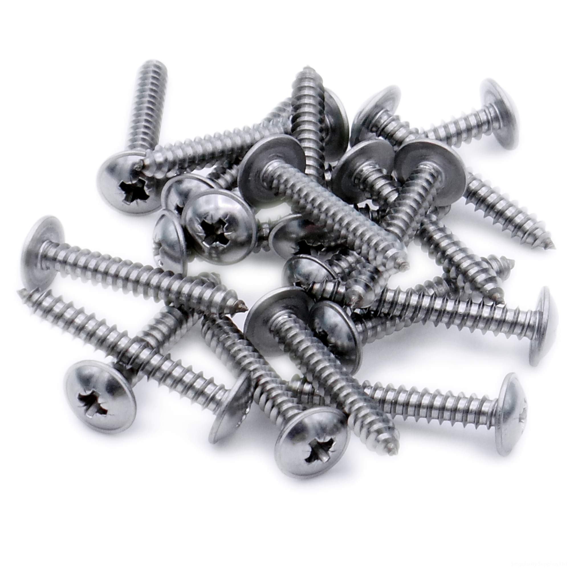 Singularity Supplies No.6 X 1.25 (3.5Mm X 32Mm) Pozi Flanged Self-Tapping Screw - Stainless Steel (A2) (Pack Of 20)