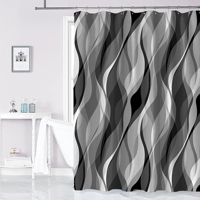 Black and Grey Shower Curtain for Bathroom Black and White
