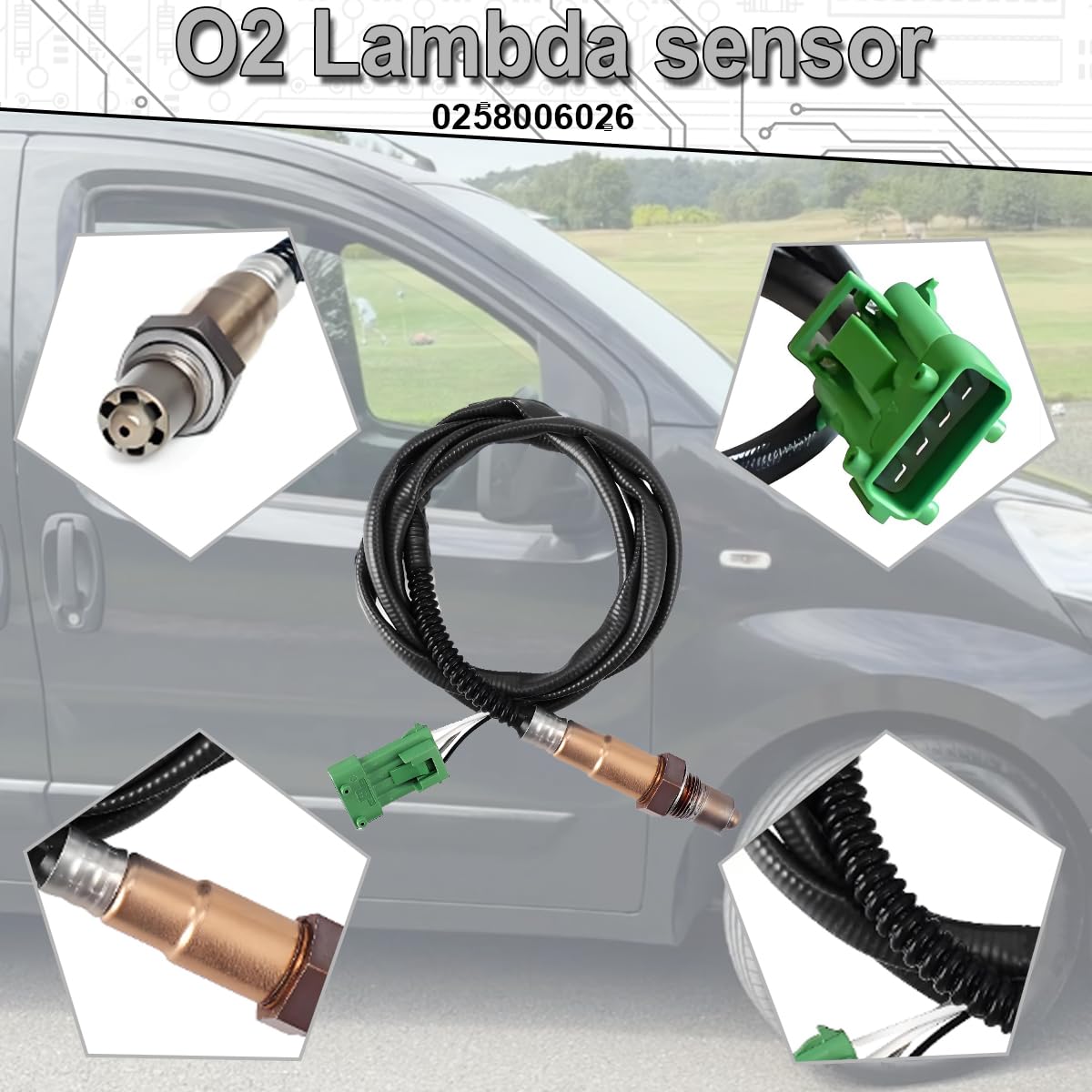 ZAMDOE 0258006026 Capteurs d'oxygène avant pour Peugeot 206 301 307 308 406 607 806 pour Citroen Evasion Xsara Xantia C3 Picasso C4 Sonde Lambda avec Connecteur Spécifique 0258010081 0258986615