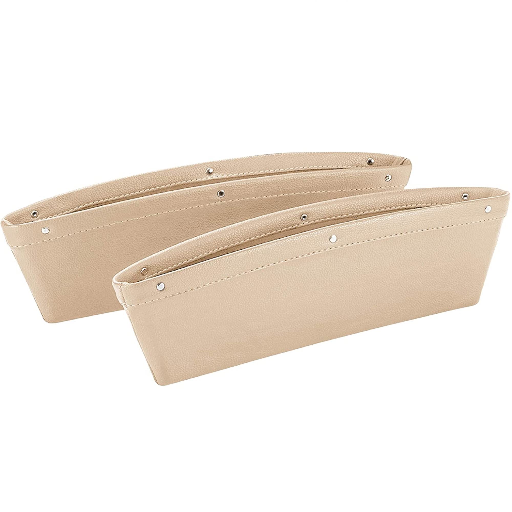 Sponsored Ad - AUGEN Car Console Side Storage Organizer Universal Slim Seat Gap Filler Leather PU Pockets Card Mobile Holder Storage Box (Beige)(Pack of 2)