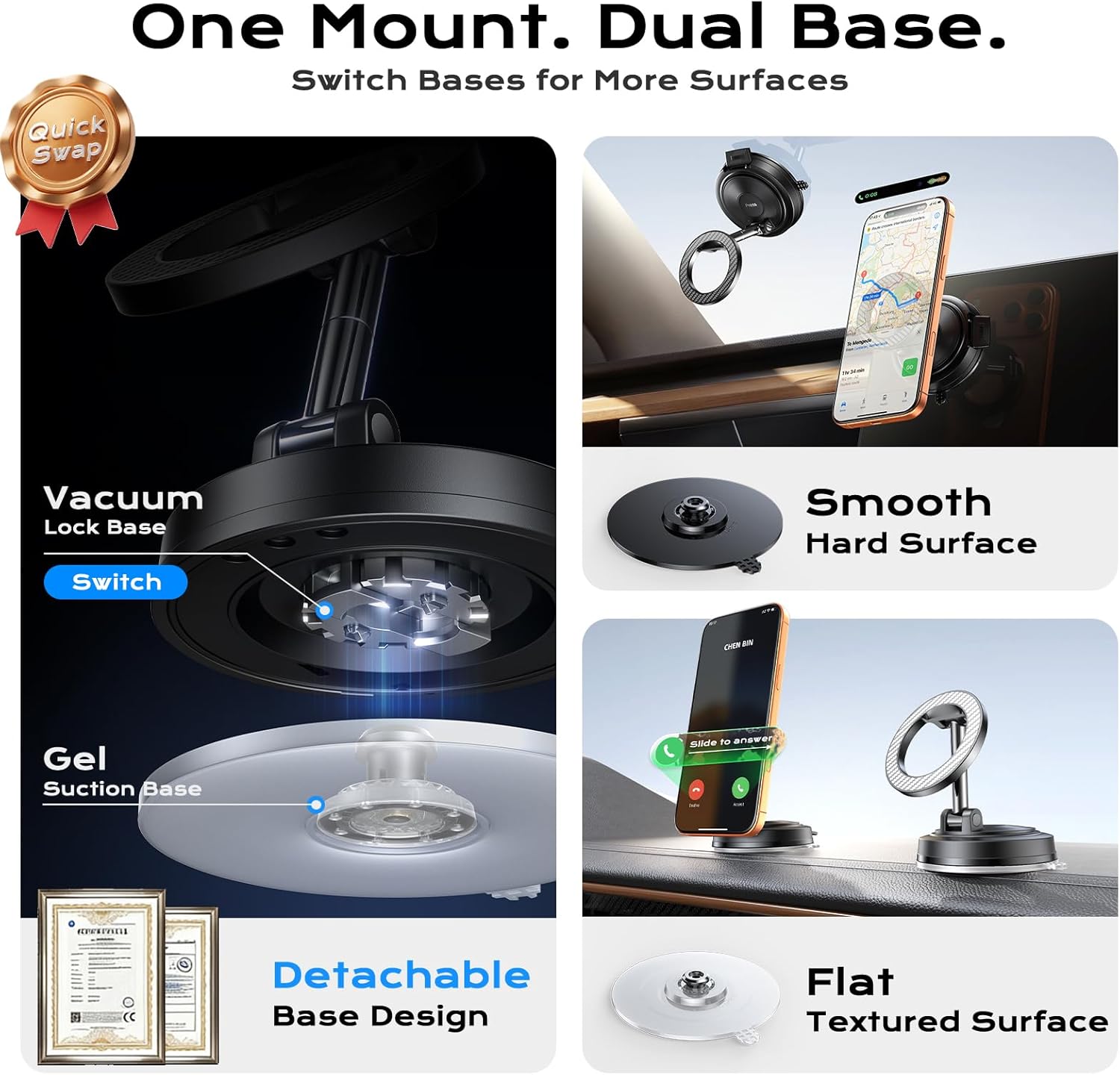 ACMEZING Car Phone Holder for MagSafe [All Surface Ready | 118+LBS Ultra Grip | 2400gf Strong Magnetic] 360° Adjustable Car Phone Mount, Phone Holders for Your Car for All Phones, Father Gifts
