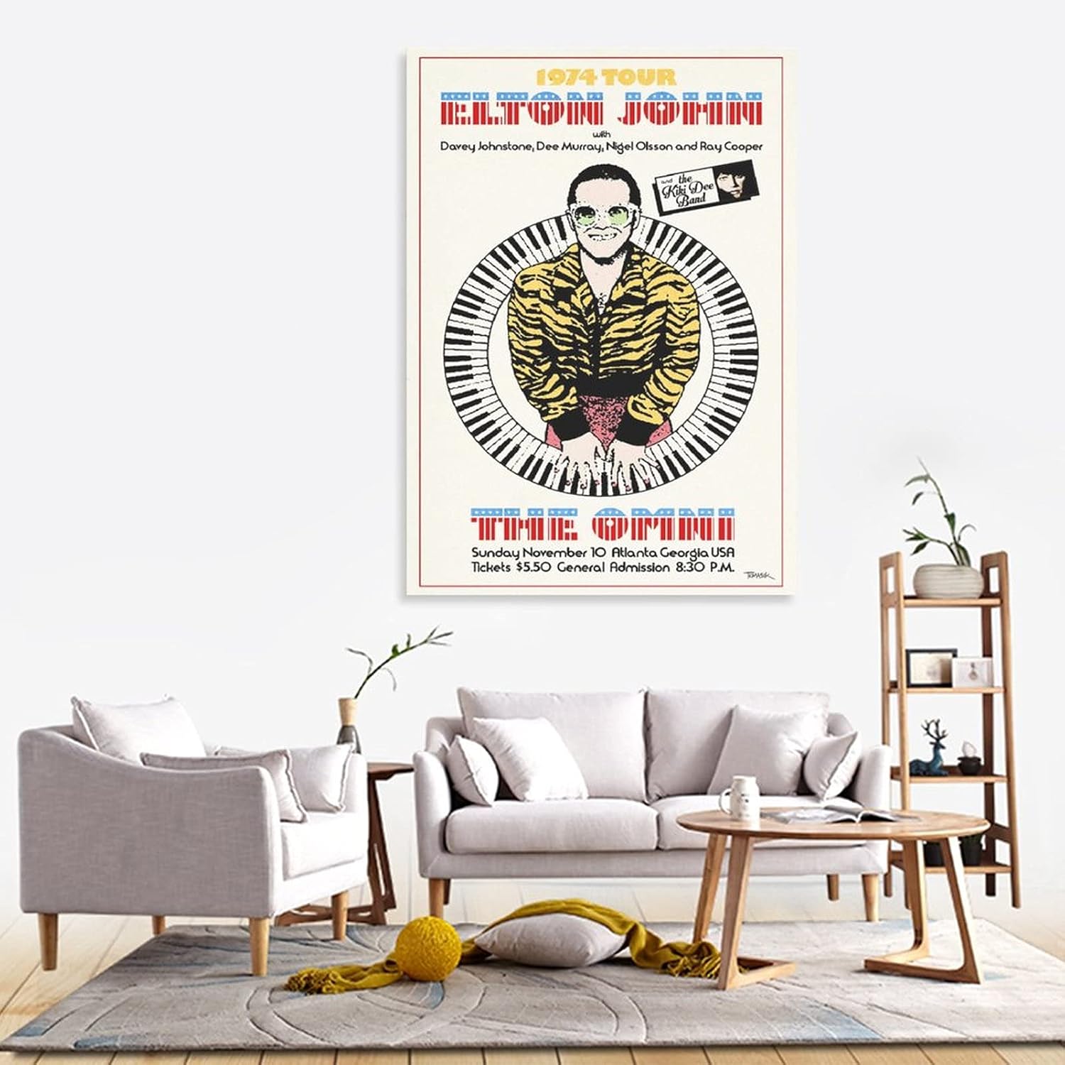 Elton John 1974 Concert Poster, Bedroom Decor