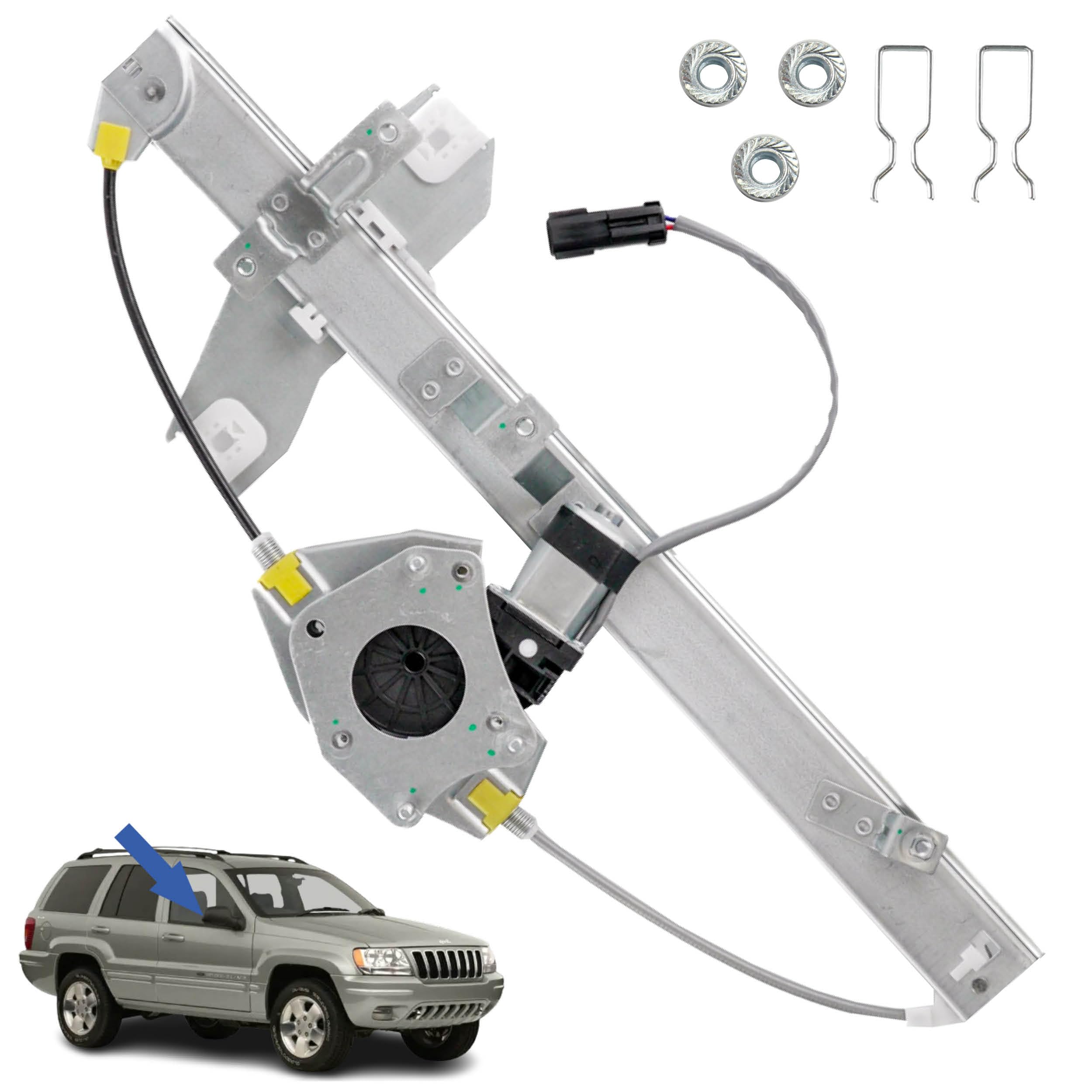 STARKIT PERFORMANCE Alzacristallo compatibile per Grand Cherokee 2 (WJ, WG) (1998-2005) CON MOTORINO. ALZAVETRO ANTERIORE DESTRO (passeggero). 55363286AA, 55363286AB, 55363286AC, 55363286AD