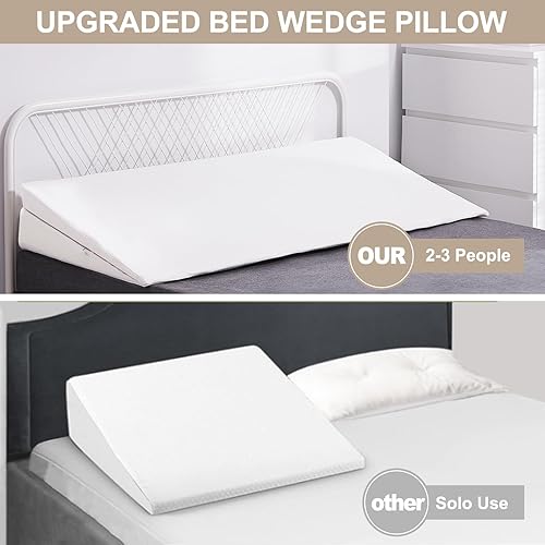 Miniatura 2 de DoCred Almohada de cuña de cama ancha, almohada de cuña ajustable de 7.5 pulgadas para cabecero, elevador de colchón de cuña para dormir, elevador