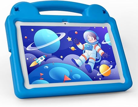Kids Tablet, 10.1 Inch Android Tablet for Kids, A523 Octa-Core, 8GB+64GB, 5000mAh Battery with Blue EVA Case, Wi-Fi 6 2.4GHz & 5GHz, Parental Control, GMS