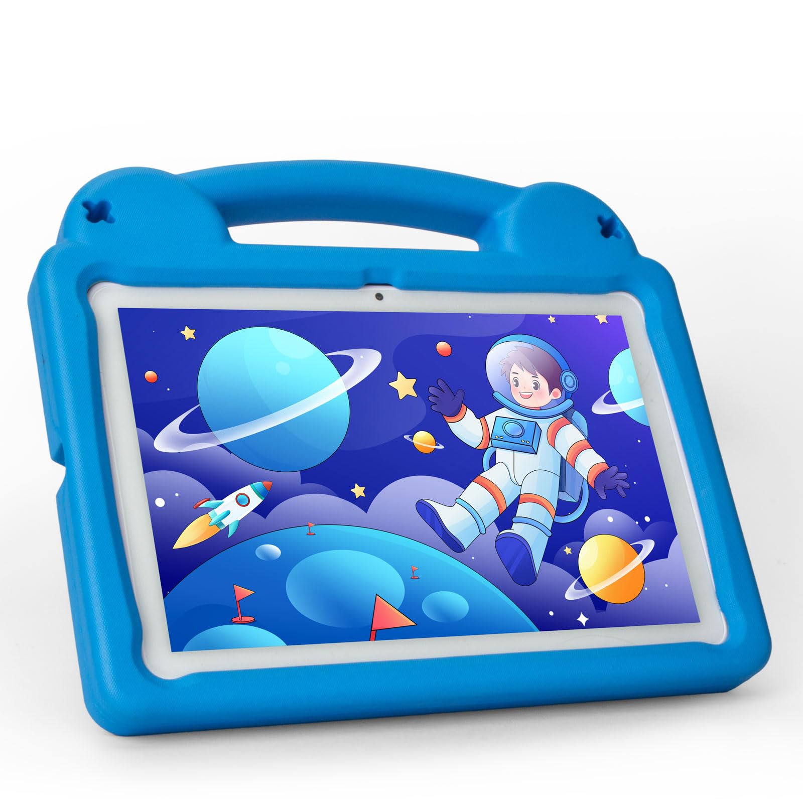 paitanry Kids Tablet, 10.1 Inch Android Tablet for Kids, A523 Octa-Core, 8GB+64GB, 5000mAh Battery with Blue EVA Case, Wi-Fi 6 (2.4GHz & 5GHz),