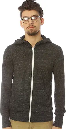 Alternative Men's Hoodie, Eco Zip Up Camo Triblend Jersey Hooded Sweatshirt