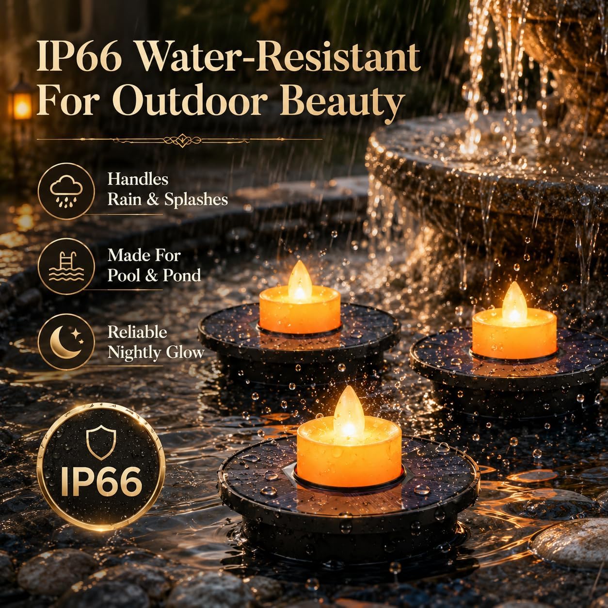 Solar Floating Pool Lights, 5-Pack Small Candle Tealights for Pool and Pond | Solar Powered Auto On/Off, IP66 Water Resistant, Candle Like Warm Glow, Compact Size for Patio, Garden, Backyard, Fountain