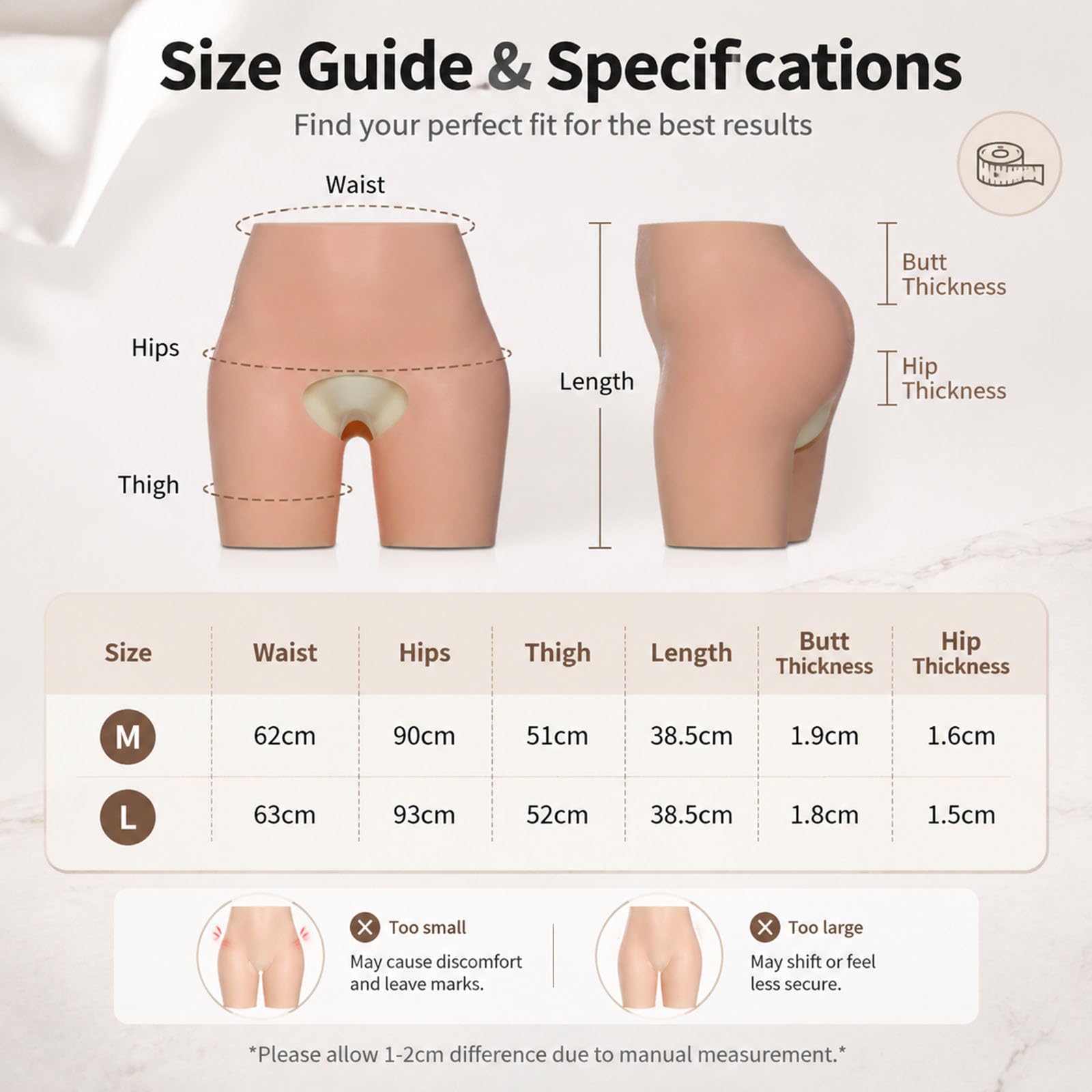 Modellatore per Fianchi in Silicone per Donna, Slip Push-up per Glutei con Imbottitura in Silicone realistica, Che esalta Le Curve