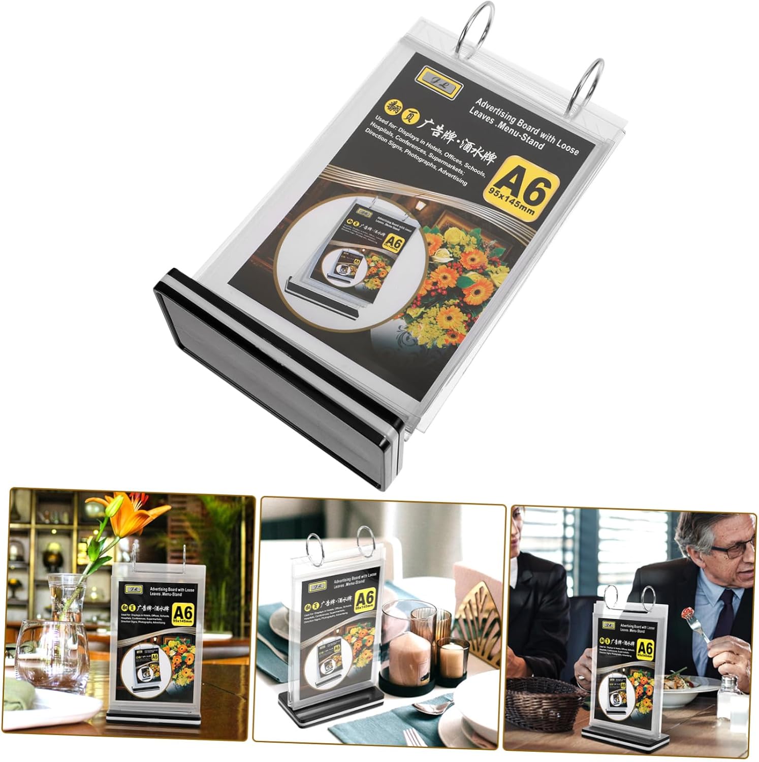 VILLCASE 9pcs Pvc Menu Display Stand Flip Design Sign Holder Base for Retail Stores