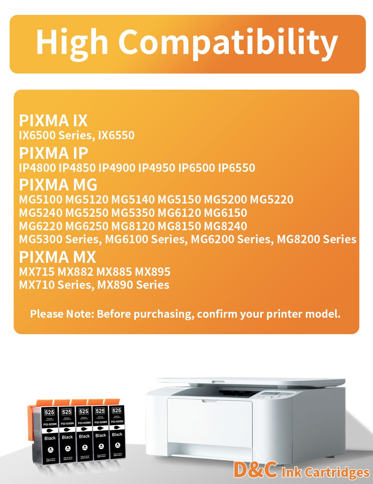 10 PGI-525BK DRUCKER PATRONE für CANON IP4800 MG5100 MG5200 MG6100 MX715 MX895 e