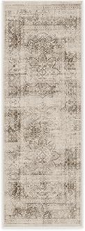 RUGGABLE Washable Vintage Runner Rug – Sarrah Hazel 2.5x7, Stain-Resistant, Non-Slip Hallway Runner – Machine Washable Rug for Hallway, Entryway, Living Room & Kitchen – with Standard Pad