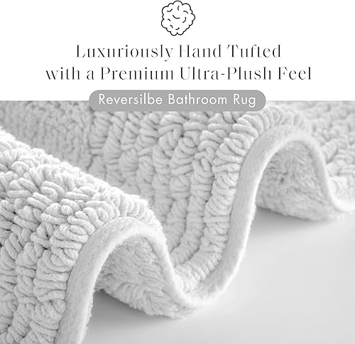 Miniatura 2 de Madison Park Splendor - Alfombra de baño reversible 100% algodón con mechones - 3000 GSM calidad hotelera lujosa felpa de pelo medio alfombrilla de