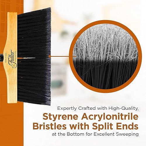 Miniatura 4 de Fuller Brush Escoba de madera de arce de 10 pulgadas con mango roscado de acero negro de 2 piezas para limpieza en interiores y exteriores en suelos