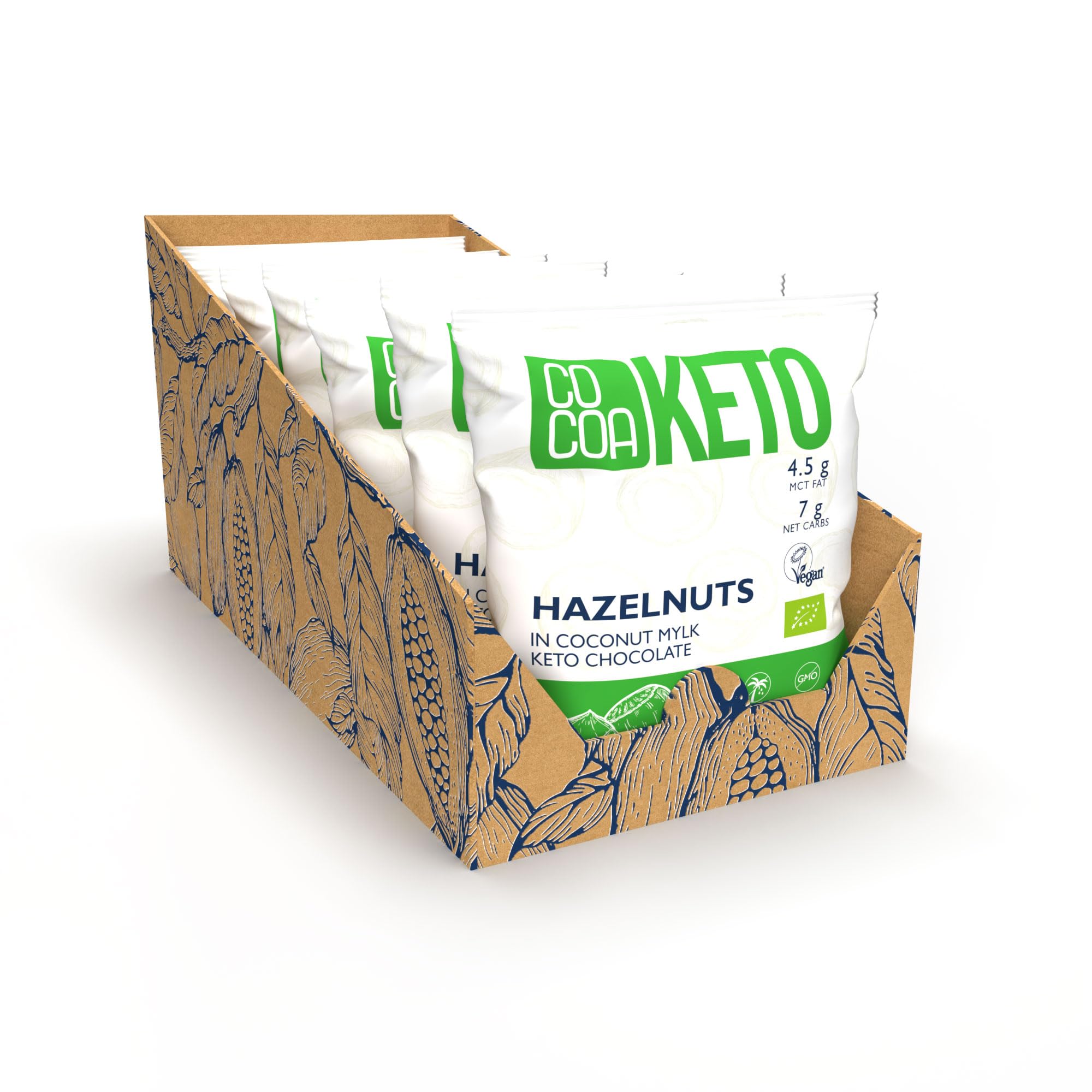 CO COA Noisettes au Chocolat Céto Coco BIO 7 X 70g - Sans Gluten, Lait de Coco, Bonbons Sans Sucre - Collation Faible en Glucides avec Huile MCT - Idéal pour Régime KETO et Vegan
