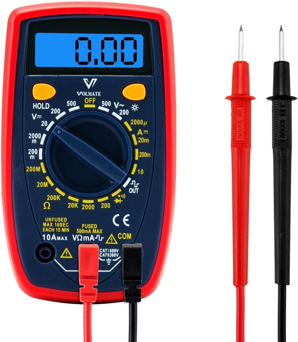 Mini Portable Digital Multimeter Voltmeter Ammeter Ohmmeter - AC/DC Voltage, DC Current, Resistance, Continuity, Diodes Meter Tester with Backlit LCD