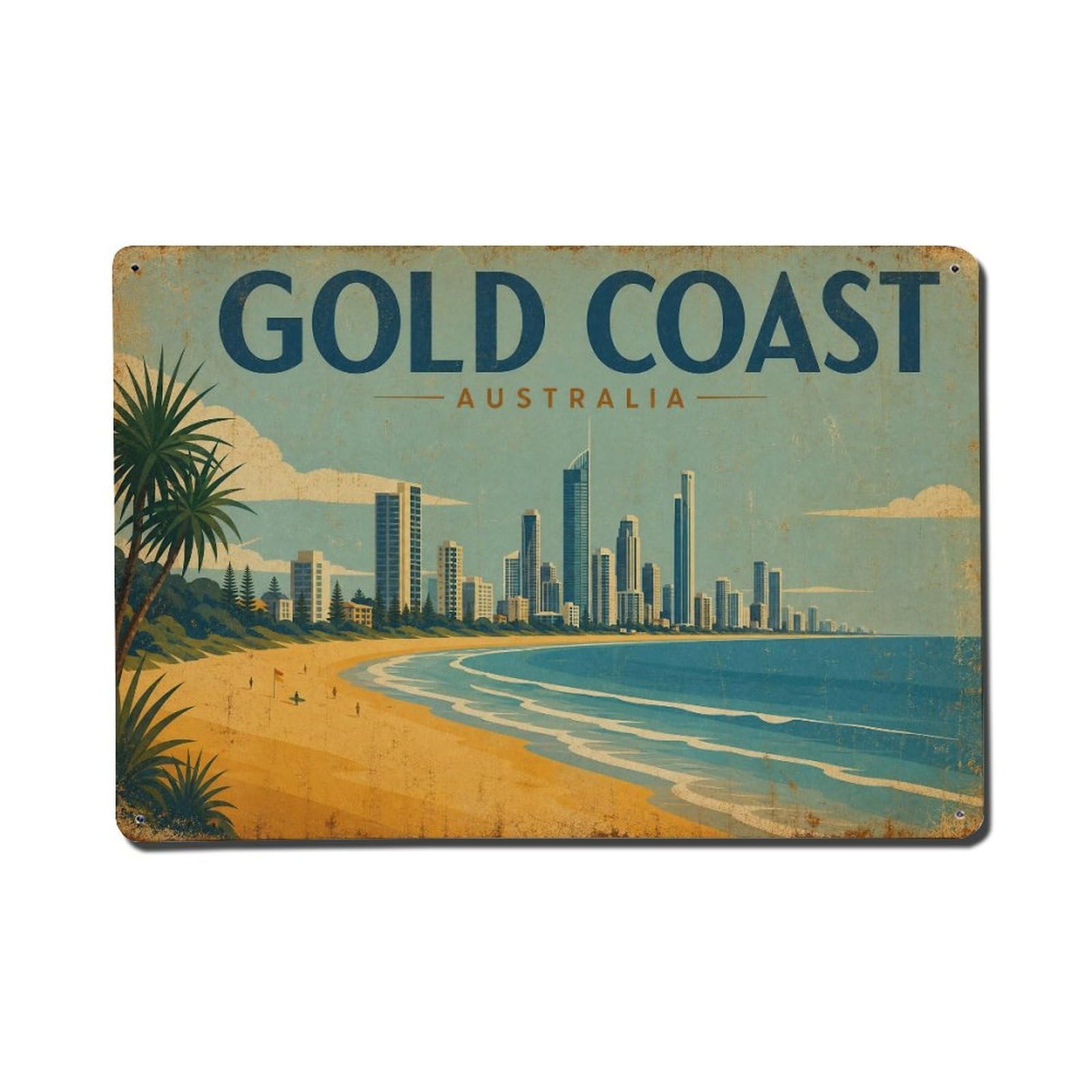 Australia Gold Coast Coastal Travel Classic Metal Tin Sign