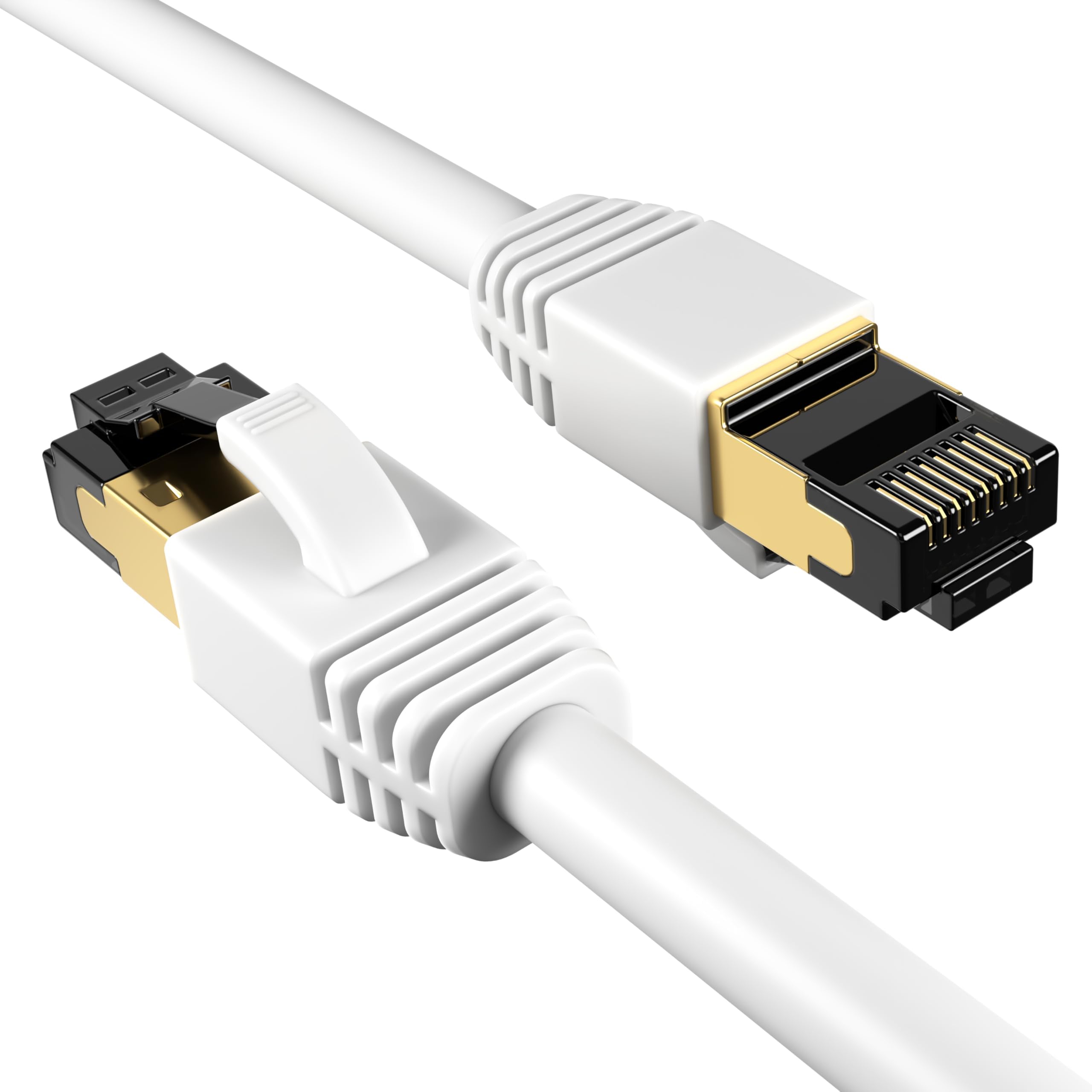 Cables Direct Online Cat8 White 25FT SFTP Ethernet Patch Cable 40Gbps 2000Mhz Connection 26AWG Shielded Copper RJ45 Backwards Compatible with Cat5, for Cat6, Cat7 for Modems, Routers, Networks