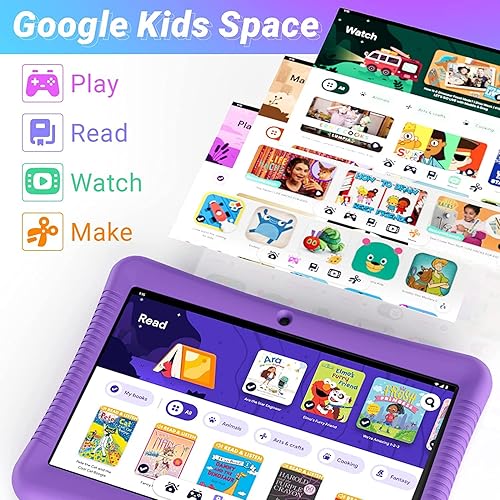 Miniatura 5 de Contixo Paquete de tableta Android para niños de 10 pulgadas de 64 GB, incluye más de 80 libros de cuentos y calcomanías de Disney (valor de $350),