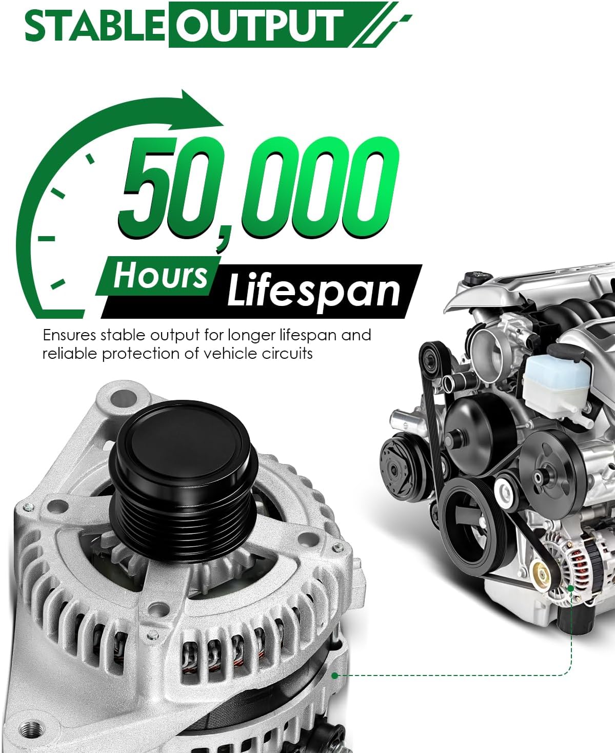 Alternator for:-Toyota Camry 2012 2013 2014, for:-RAV4 2009-2012 for:-Scion TC 2011-2016 L4 2.5L 12V 100A 6Gooves Replace OE# 27060-36010 104210-2270 40052452R 270600V010