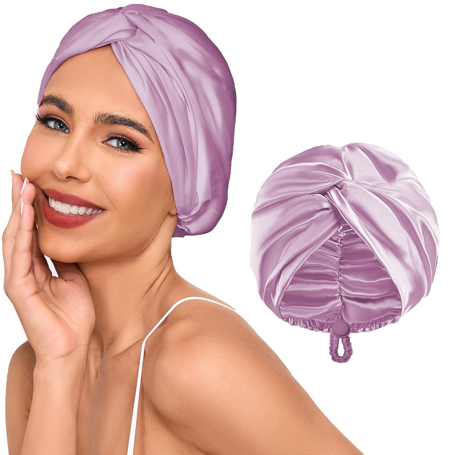 Adjustable Silk Satin Hair Bonnet for Sleeping Women,...