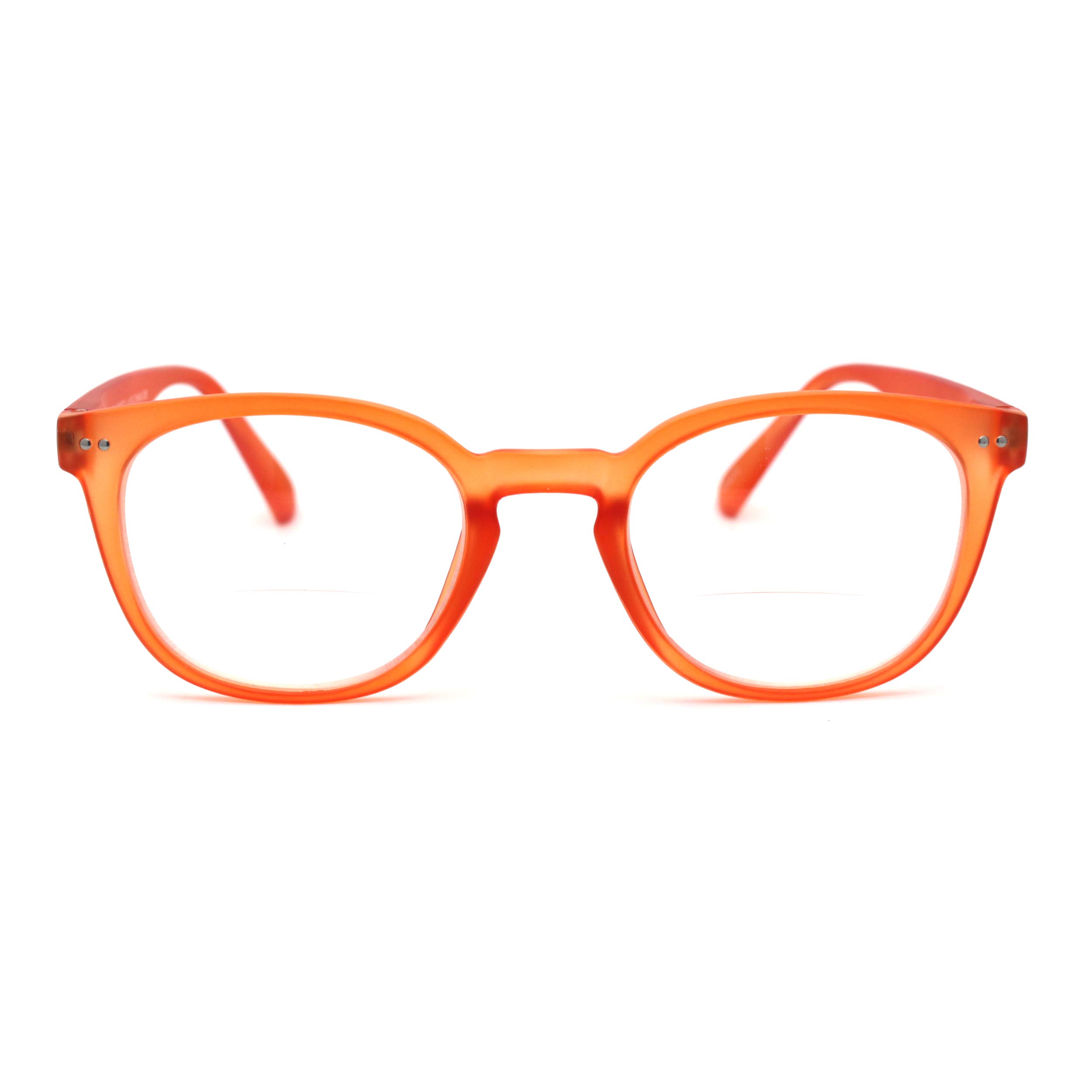 SA106 Unisex Round Keyhole Plastic Rim Bi-focal Reading Glasses +1.5 Matte Orange
