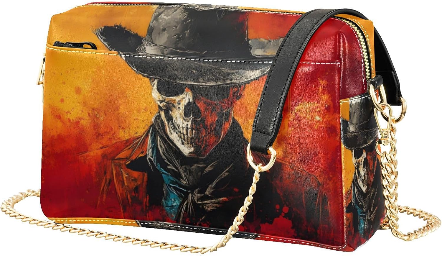 Skull Red Gothic Crossbody Bags for Women, Small PU Leather Crossbody Purses and Handbags for Shopping Travel