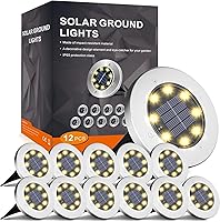 INCX 12 Pack Solar Ground Lights Outdoor Waterproof IP65 - Warm White Pathway Landscape Lights for Yard Patio Driveway