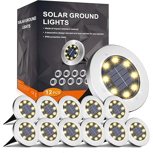INCX Solar Lights Outdoor Waterproof,12 Pack Solar Lights for Outside, Solar Garden Lights Landscape Lighting for Patio Pathway Lawn Yard Deck Driveway Walkway, Warm White