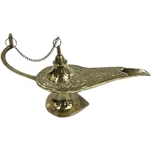 PARIJAT HANDICRAFT Brass Aladdin Genie Lamps Incense Burners Vintage Style Stunning Tales Of Aladdin Antique Look Home Decor Lamps Antiquated Solid Brass Aladdin Genie Lighting Lamp Gift Item 6 Inch